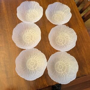 Set of 6 salad bowls, two round serving bowls and oval bread/serving bowl